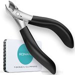 RONAVO Toenail Clippers for Thick Nails - Heavy Duty Professional Thick & Ingrown Toe Nail Clipper for Men & Elderly, Large Toenail Scissors for Seniors/Mens/Women,Long Handle Safety Strong (Black)