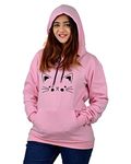 More & More Unisex-Adult Cotton Hooded Neck Cat Printed Regular Fit Hoodie (Cat Hoodie Baby Pink-M_Baby Pink_M)