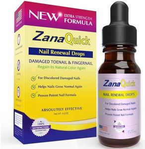 ZanaQuick Nail Renewal, Toenail Fungus Treatment Extra Strength Nail Repair for Damaged Discolored Brittle Toenails and Fingernail. 0.50 fl oz. Doctors' Guide Included.