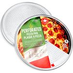 Crown Pizza Pan with Holes 12 inch, 2 Pack, Sturdy, Rust Free, Pure Aluminum, Made in Canada