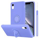 cadorabo cover compatible with Apple iPhone XR in LIQUID LIGHT PURPLE - Mobile Phone Case made of flexible TPU Silicone with Ring - Silicone Cover Protective Ultra Slim Soft Back Case Bumper