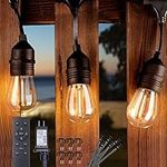 Outdoor String Lights - 112 FT(102+10) Outdoor Lights with Remote, Timer, Dimmable Patio Lights with 35+1 Shatterproof S14 Bulbs, Waterproof String Lights for Outside, Backyard, Bistro, Warm White