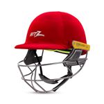 Steelbird Hitz Mild Steel Premium Cricket Helmet for Men & Boys (Fixed Spring Steel Grill | Light Weight) (XL, Red Fabric with Green Interior)