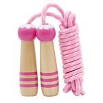 Jump Rope Kids, 7ft Adjustable Cotton Skipping Rope with Wooden Handle for Boys and Girls Fitness Outdoor Exercise