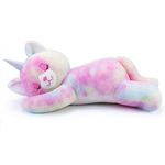 24'' Large Unicorn Cat Plush Stuffed Animal- Unicorn Cat Plush Pillow Plushies, Big Unicorn Plush, Sleeping Unicorn Cat Plushie Toy, Unicorn Toys for Girls Birthday Gifts for Kids Girls Boys