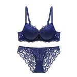 M R Shopzilla Women's Lace Thongs Lingerie Set For Honymoon,Bridal,Push-Up Lace Bra and Panty Set And Swimwear Padded Front Closure Push Up Lace Bra Panty Set (34, Blue)