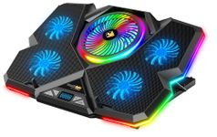 Cosmic Byte Cyclone RGB Laptop Cooling Pad with 5 Fan, Adjustable Speed, USB Hub (Black/Blue)