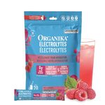Organika Canadian-Made Electrolytes Powder with Vitamin C & Prebiotic Fibre - Sugar-Free Hydration Drink Mix - Wild Raspberry - 20 Single-Serve Sachets x 3.5g
