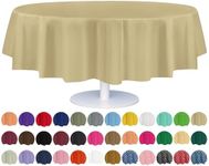 Grandipity Beige Plastic Table Cloth Disposable (6 Pk) 84in Round Tablecloth Premium Party Table Cloths Disposable - Perfect Table Cloth Round Cover for Any Table Up to 6 Feet