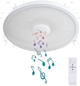 ASALL Smart Waterproof LED Ceiling Light Fixture,with Bluetooth Speaker,11Inch 18W, 2700K-6500K Dimmable Music Lamp,RGB Color Changing Light with Remote Control,for Bathroom,Shower,Bedroom