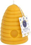 The Beeswax Co. Large Beehive Beeswax Candle - Natural Honey Scented - Long-Burning & Eco-Friendly - Cotton Wick - Pure Organic Bees Wax - 3.75 x 5