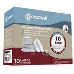 Vacwel 10-Pack Large - Vacuum Storage Bags for Clothes Storage - Vacuum Bags for Clothing - Packing - Travel (Hand Pump Free). Ideal Clothes Vacuum Sealer Bags for Clothing Storage - 10x Large Bags