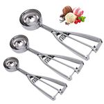 Linwnil Cookie Scoop Set - Small/1 Tablespoon, Medium/2 Tablespoon, Large/3 Tablespoon - Ice Cream Scoop Set, 18/8 Stainless Steel Dough Scoop Cupcake Scoop Melon Baller