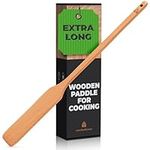 Extra-Long Wooden Paddle - 24" Long-Handled Beech Wood Stirring Paddle - Cajun Cooking Mixing & Brewing Big Stock Pots & Wok Rice - Heavy-Duty Flat Stir Paddles - Hardwood Cookware by Woodenhouse