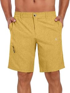 Little Donkey Andy Men's Quick Dry Stretch Shorts for Hiking Golf Travel, with Elastic Waist Yellow L