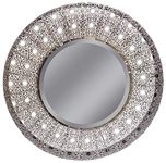 Lulu Decor 19 Oriental Round Silver Metal Wall Mirror Mirror Size 11 & Frame 19