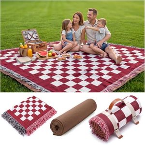 RYCHIC 2 in 1 Extra Large Outdoor Rug Picnic Blanket Camping Mat Lightweight Oversized Giant Turkish Boho Beach Mexican Serape Cobijas Mexicanas para Mesa Park Stadium Outside Festival Grass Hammock
