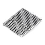 10pcs 1/8" Shank Tungsten Carbide End Mill, Single Flute End Mill Milling Cutters Spiral CNC Router Bits End Mill Cutter Set Cutting Tool for Cutting Acrylic, PVC, MDF, Density Board, Wood