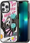 Rosarnnah Compatible for iPhone 13 Pro Case Cute Aesthetic - Durable Shockproof 6.6 ft Drop Impact Phone Case Cover with Funny Fashion Scream Skeleton Halloween Horror 6.1" Black