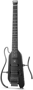 Donner HUSH X Electric Guitar Kit - Featherlight Travel Guitar with Easy Assemble Stands, Great for Travel and Practice, Mahogany Solid Body, Gig Bag, All Accessories, Black