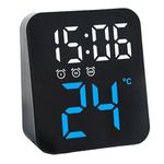 Digital Alarm Clock, LED Display Digital Clock with Temperature Display, Battery/USB Powered Alarm Clocks with Snooze