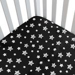 Baby Crib Sheets, Crib Sheets for Boys Girls, Baby Crib Fitted Sheet Snug Fit for Crib Mattress, Silky Soft Microfiber 52'' x 28'' Crib Sheet Fits Standard Size Crib, Black Star