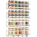 Bunoxea Spice Rack Wall Mounted 4 Pack, Space-Saving Spice Organizer for Spice Jars and Seasonings,Screw or Adhesive Hanging Spice Rack Organizer for Your Kitchen Cabinet,or Pantry Door,White