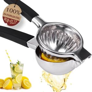 Extra Large Lemon Squeezer Stainless Steel - Easy Squeeze Heavy Duty Manual Lemon Juicer with Non-slip Silicone Handle - Ergonomic Citrus Squeezer & Fruit Juicer for Small Oranges, Limes