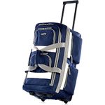 Olympia U.S.A. 8 Pockets Wheeled Rolling Duffel Bag Water Resistant Luggage Lightweight Travel Suitcase with Retractable Handle, Navy, 73.66 cm, 8 Pocket Rolling Duffel Bag