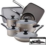 Farberware 21925 High Performance Nonstick Cookware Pots and Pans Set Dishwasher Safe, Aluminum, Champagne