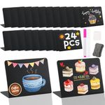 DONQL 24PCS Mini Chalkboard Signs with Stand, Mini Blackboards 10 * 7.5cm, Small Chalkboard Signs, Price Tags for Display, Food Labels for Buffet with Pens,Eraser,Cloth for Wedding Birthday Party