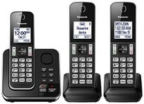 Panasonic DECT 6.0 Expandable Cordless Phone with Answering Machine and Call Block - 3 Cordless Handsets - KX-TGD393CB (Black)