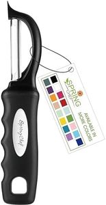 Spring Chef Premium Swivel Vegetable Peeler, Ultra Sharp Japanese Technology Stainless Steel Blades and Soft Grip Handle - Perfect Kitchen Peeler For Veggie, Fruit, Potato, Carrot, Apple - Black