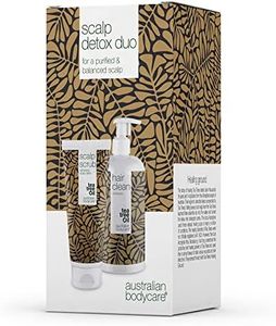 2 productos para cabello graso | Un champú de limpieza profunda de 500 ml con aceite de árbol de té y un exfoliante para el cuero cabelludo de 200 ml que elimina el exceso de sebo y bacterias.