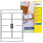 Avery Printable, Customisable Parcel Shipping Labels, Inkjet Printers, 8 Labels Per A4 Sheet, 200 Labels, Quickdry (J8165), Multi