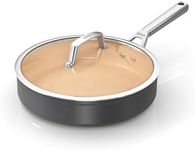 Ninja Extended Life 26cm Ceramic Sauté Pan, Non-Stick (No PFAs, PFOAs, Lead or Cadmium), Induction Compatible, Stainless Steel Handle, Oven Safe to 285°C, Terracotta & Grey, CW90126UK