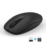 Seenda USB C Wireless Mouse, 2.4G Coreless Type C and USB Dual-Mode Mice for Macbook Laptop Chromebook Smart Phone PC Computer Desktop Notebook (Black) - Compatible with Android, Windows and Mac OS