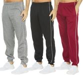 DARESAY Mens 3 Pack Dry Fit Fleece Athletic Workout Jogger Sweatpants for Men with Pockets and Drawstring Size S-3XL