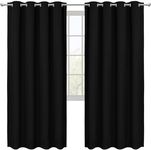 Utopia Bedding 2 Panels Black Grommet Blackout Curtains, Thermal Insulated for Bedroom and Living Room, Room Darkening Curtains Blackout Draperies (W52 x L84 Inches)