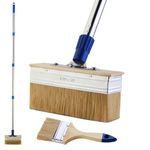 7" Decking Paint Brush Deck Stain Applicator with 60" Long Handle, 3" Paint Brush Included, Block Staining Brushes for Woodstains, Oils, Decking Paints Stains, Deck Coatings, Fence Wall Furniture