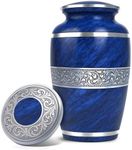 Cremation Urn for Human Ashes for Women & Men - Decorative Funeral Urn for Ashes - Elegant Memorial Urns for Male & Female - Honor Your Loved One with Burial Urns (Blue, Large)