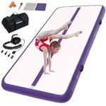 Air Gymnastics Track Tumbling Mat Inflatable 13 ft 4inch Thick Tumble Track Air Gymnastic Training Equipment for Kids Home/Yoga/Water/Dance(4m,purple)