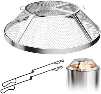 AOWALEN Fire Pit Spark Screen for Solo Stove Yukon 27 Inch, Sturdy 304 Stainless Steel Fire Pit Spark Protection, Easy-Opening Spark Cover Accessories with Removal Tools (Silver, 27 inches)