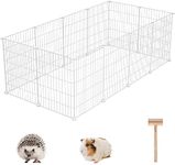 C&AHOME Pet Playpen, 12 PCS Exercise Small Animals Supplies, Playpens Cage, Portable Yard Fence Indoor, Ideal for Guinea Pigs, Puppy Pet Products, DIY Metal Yard Fence, 12" × 15" White UPPM3412W