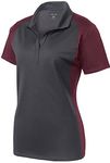 Joe's USA Ladies Moisture Wicking Micropique Polo Shirt-Maroon-S