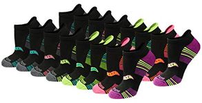 Saucony Women's Performance Heel Tab Athletic Socks (8, Black (16 Pairs), Shoe Size: 5-10, Black Assorted (16 Pairs), Medium