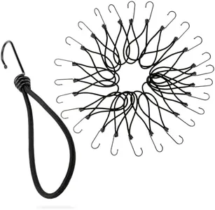 PRETEX Heavy Duty Bungee Cords with Hooks - Set of 25pcs x 9in Outdoor Cord Straps and Fixings - Bulk Bungees Perfect as Garage Organizer or Tie Down for Travel