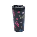 ECO CHIC Reusable Thermal Coffee Cup Stainless Steel Leakproof Insulated 330ml Travel Mug (Monarch Butterflies Black)