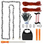 SENSILIN Rope Saw for Tree Limbs, 55 Inch Rope Chain Saw with 70 Sharp Teeth ＆ 46 Feet Ropes Kit, Rope Saw Tree Saw High Limb Rope Chainsaw, Pocket Chainsaw