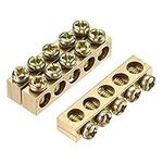 sourcing map Terminal Ground Bar Screw Block Barrier Brass 5 Positions 33.3mmx5.5mmx7.5mm for Electrical Distribution 3 Pcs